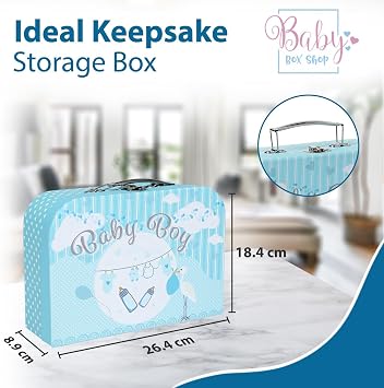 Baby Box Shop - Baby Boy Gift Set - Newborn Baby Shower Hamper, Baby Gift Box with Clothes, Toys and Keepsakes, Ideal for Newborns and New Parents