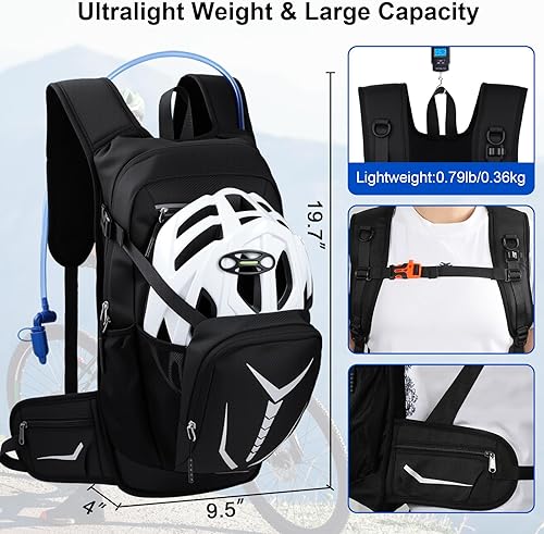 Miniatura 5 de Mochila de hidratación ligera de 18 litros con bolsa de agua a prueba de fugas de 3 L, mochila de senderismo aislada con bolsa de agua para hombres