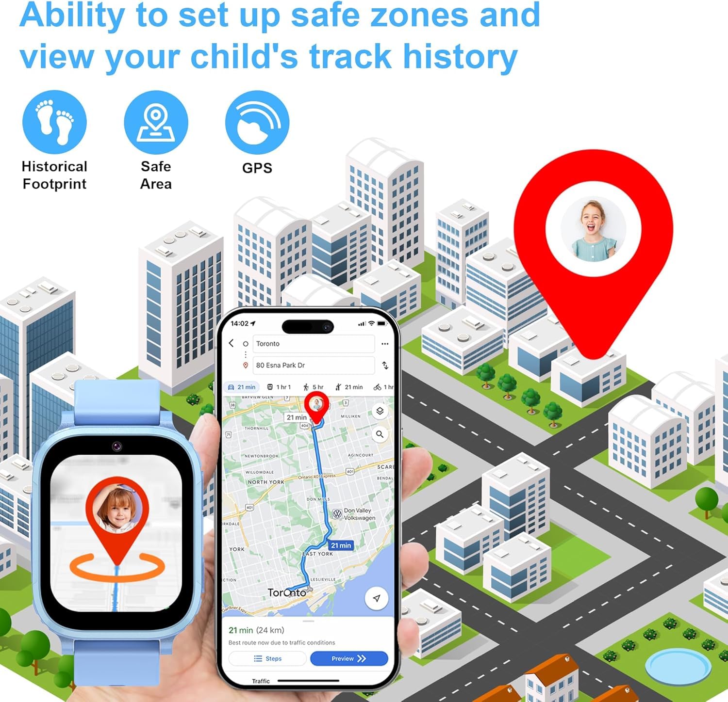 Smartwatch Bambini GPS con video 1,83” schermo HD 4G e chiamate telefoniche, SOS, con localizzazione in tempo reale e modalità scuola, ottimo regalo per bambini e bambine dai 5 ai 14 anni(Blu)