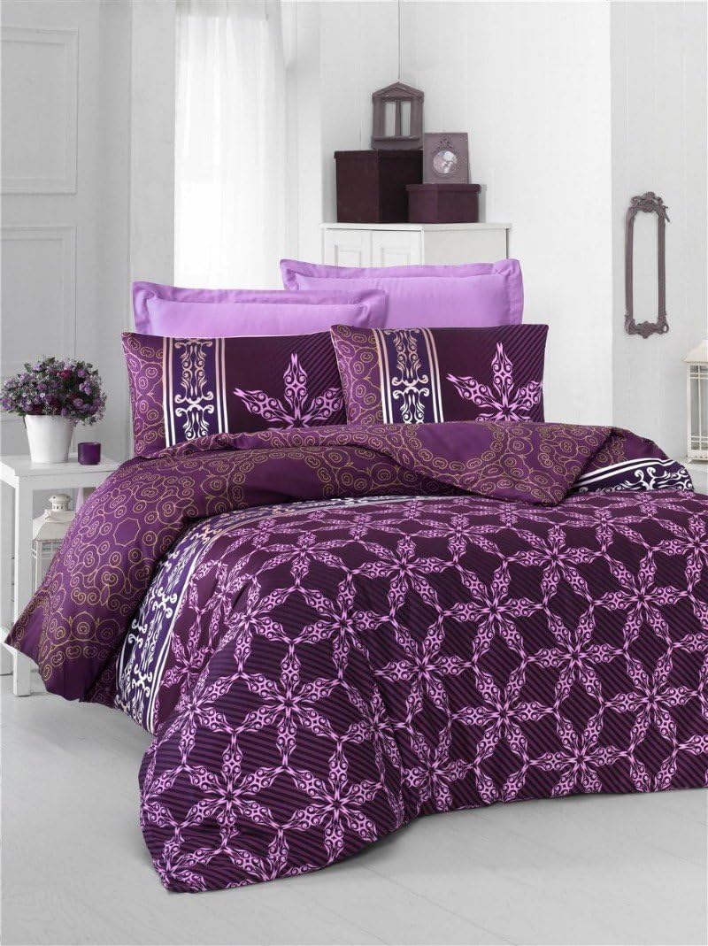 Parure de lit lavable en machine en satin de coton doux pour la peau