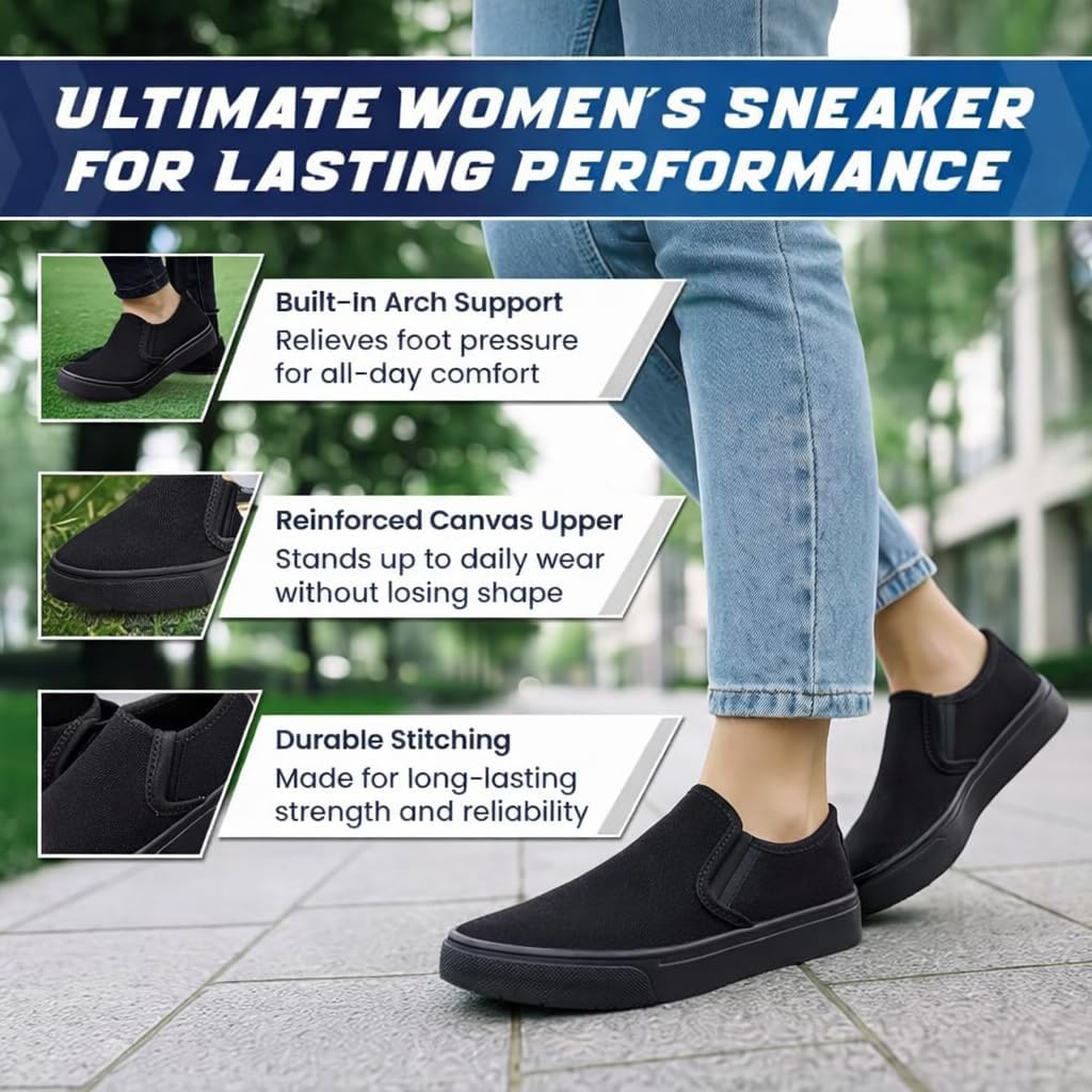 Emma Shoes Low-Top Slip Ons Women's Fashion Sneakers Casual Canvas Sneakers for Women Comfortable Flats Breathable Padded Insole Slip on Sneakers Women Low Slip on Shoes - Image 7
