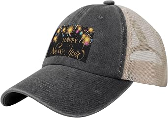 Happy New Year Hat Trucker Mesh Hat Unisex Adult Adjustable Xmas Holiday Baseball Hats & Caps