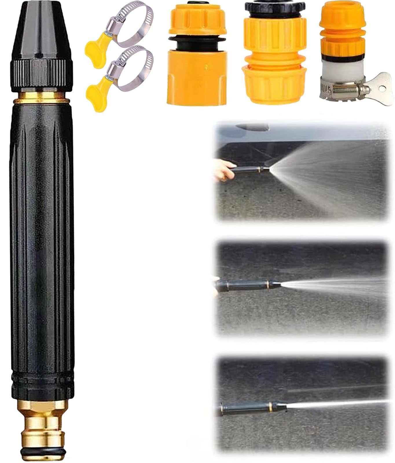 High Pressure Power Washer Nozzle with Metal Connector Set - High-Pressure Car Wash Water Gun with Booster Nozzle, Pressure Washer Garden Hose Spray Nozzle, Metal Wash Hose Sprayer Outdoor (1pc)