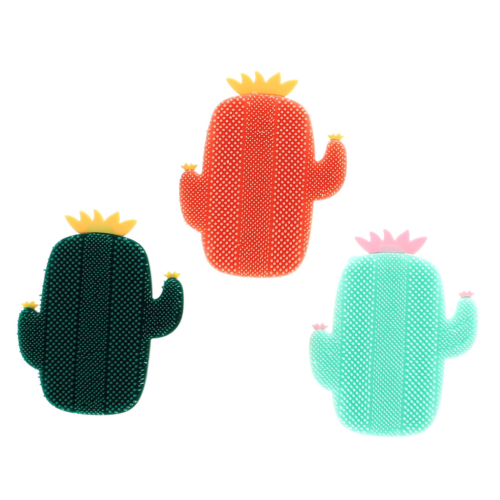 ARTSEWPLY 3Pcs Cactus Silicone Facial Brush Gentle Exfoliating Cleansing Brush for Deep Face Cleaning Makeup Removal Skin Care Mixed Colors