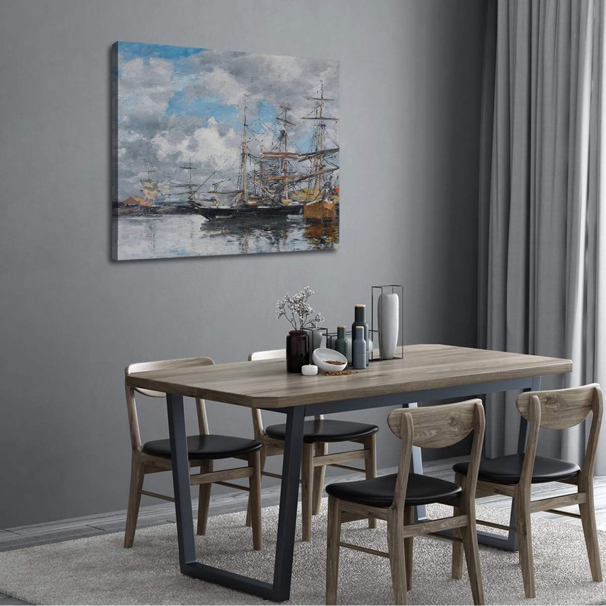 CHERHERART Deauville port druk na płótnie słynne obrazy plakaty artystyczne widok na morze obraz ścienny do salonu domowego biura dekoracja do gabinetu 65 x 85 cm