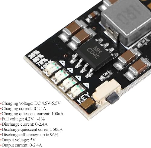 Miniatura 2 de MakerFocus 6 unids 2A 5V descarga de carga módulo integrado 3.7 V 4.2 V para batería de litio 18650 con aumento de carga Módulo de placa PCB de