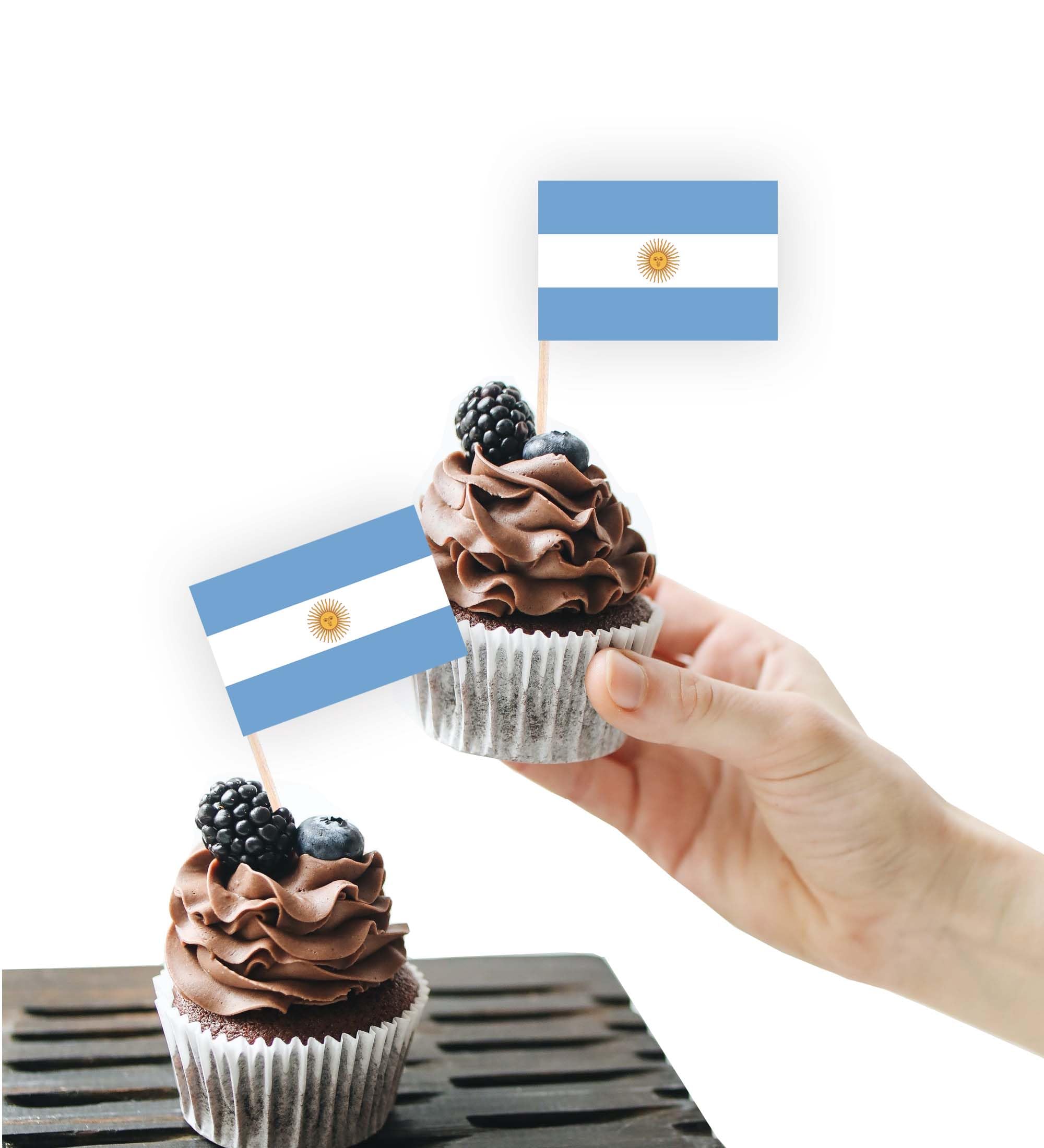 100PCS Argentina Flag Cake Topper,Argentinian Argentine Cupcake Stand For Party Decoration Supplies — image 1