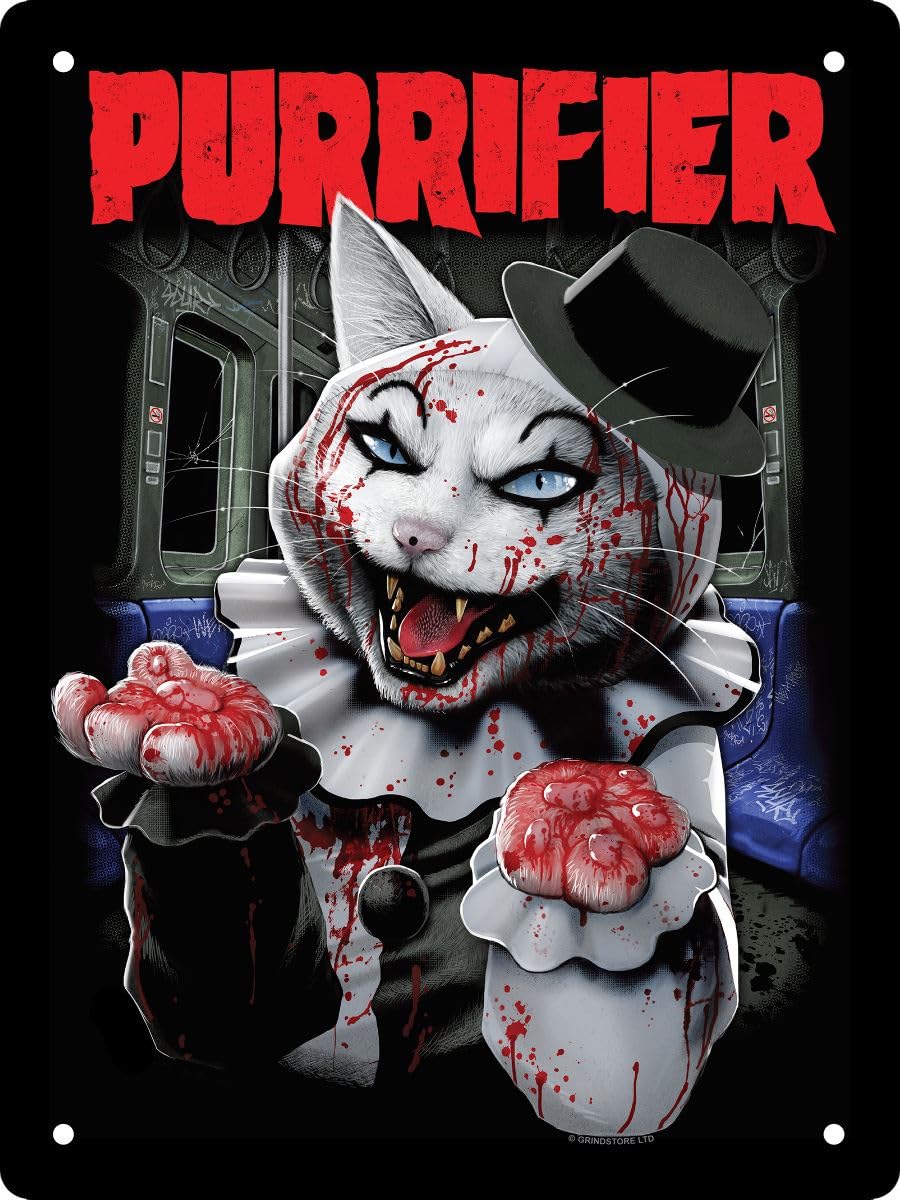 Grindstore Multicolour Horror Cats Purrifier Mini Tin Sign