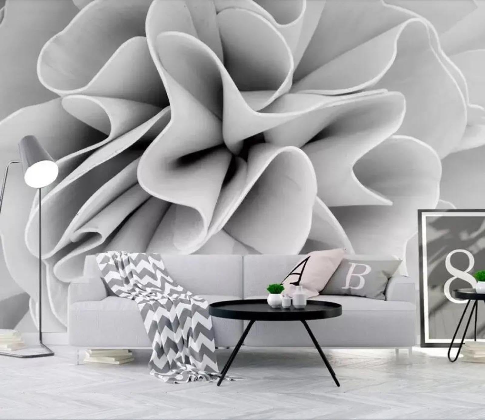 Papier peint mural 3D blanc ILIYA en tissu non tissé épuré pour salon