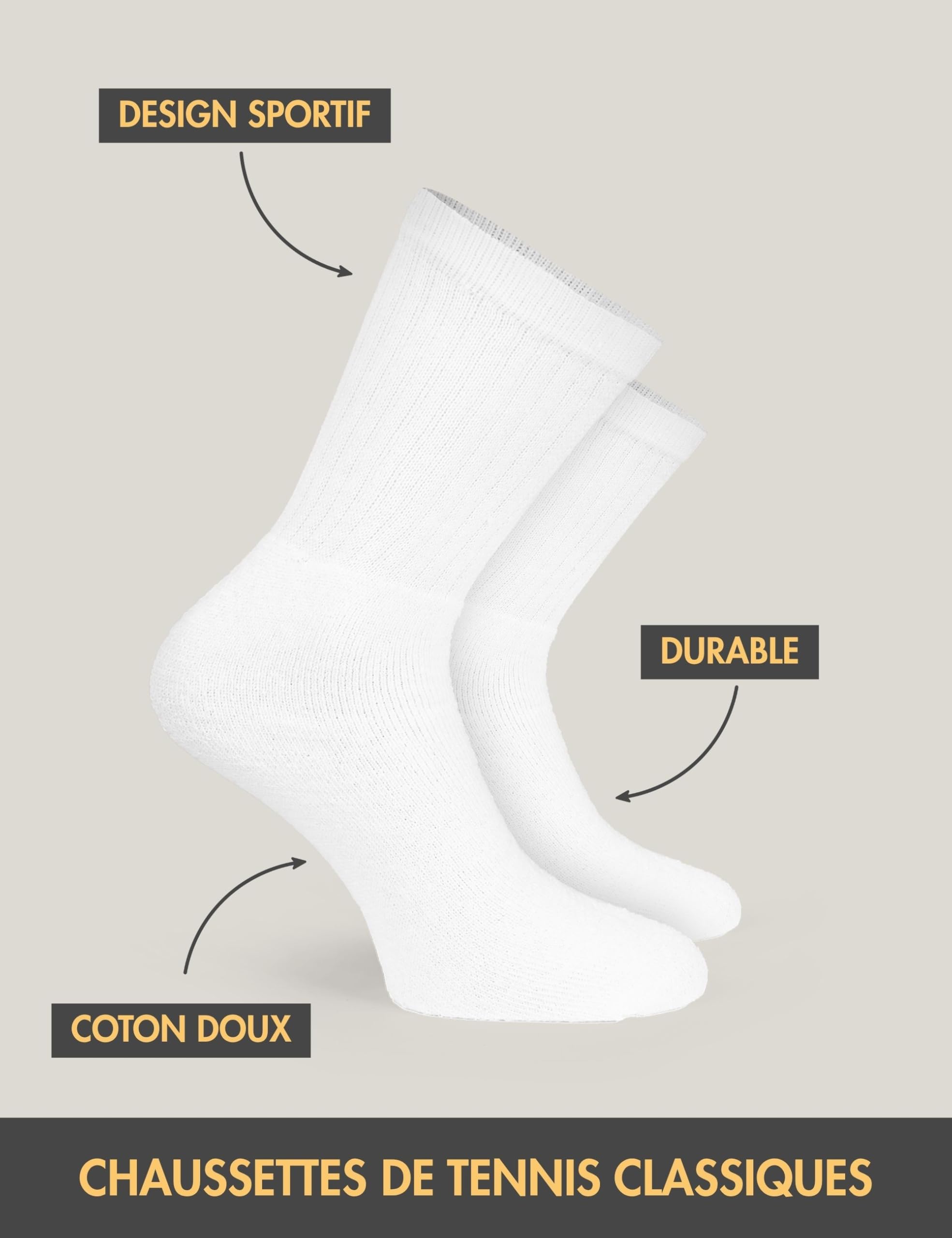 Basic Treasure Lot de 20 Paires Chaussettes de Tennis Unisexe Coton – 39/42, 43/46, 47/49 – Noir, Gris, Blanc Motif Rayé et Blanc Uni – Homme et Femme, Sport et Travail