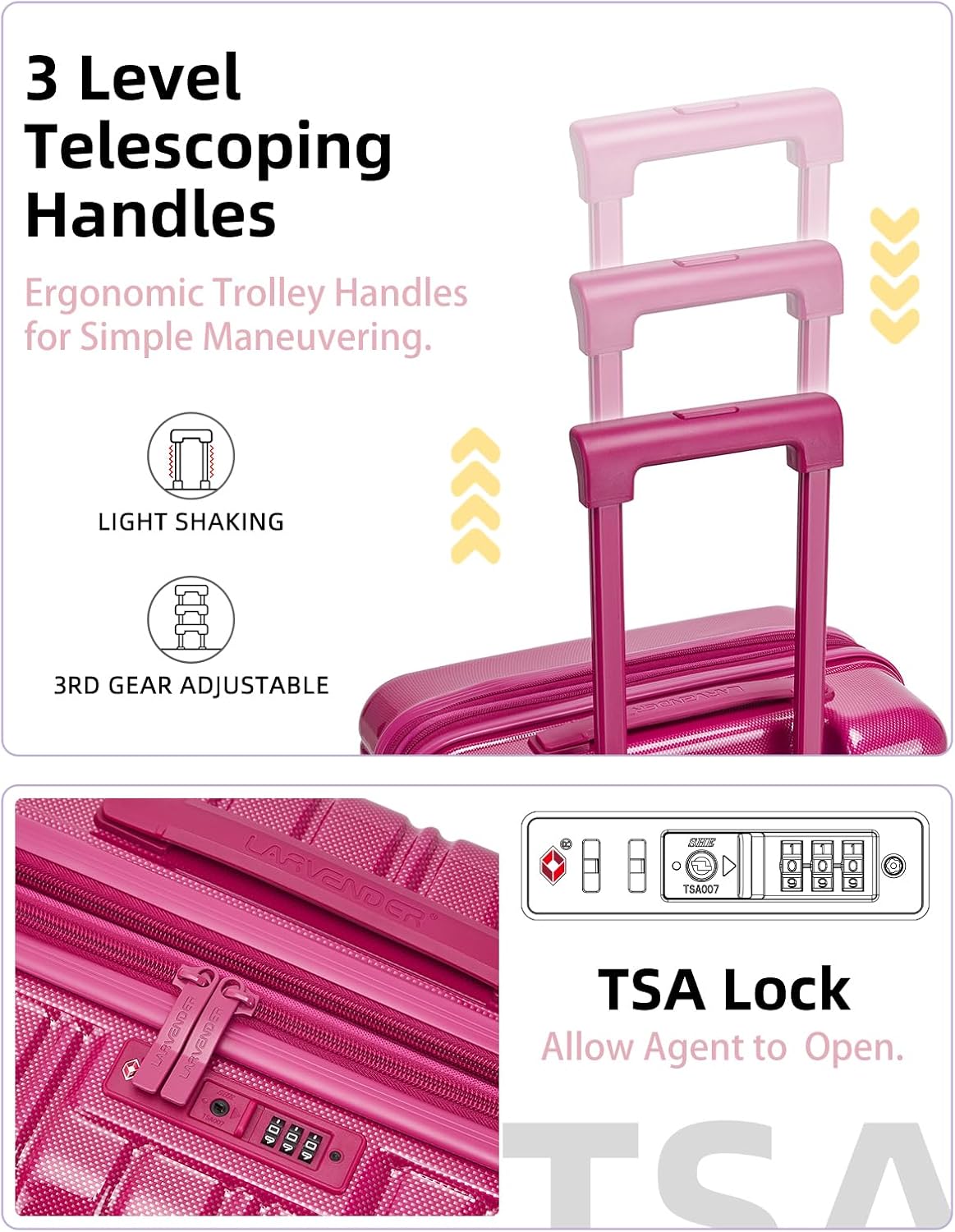 Carry On Luggage 22x14x9 Airline Approved, 20 Inch Expandable PC ABS Hardside Suitcase Carry On Luggage with Spinner Wheels for Women Men (Very Berry)