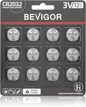 BEVIGOR 2032 Battery Compatible with AirTag CR2032 Lithium 3V Coin Battery for Child Safety, Suitable for Key Fobs, Smart Sensors, Scales, Candles and More, 12 Pack
