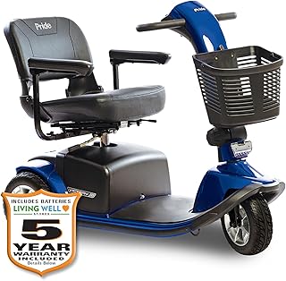 Pride Victory 10 3-Wheel Scooter, 400 lbs. Weight Capacity, with 5-Year Extended Warr (Viper Blue, 18 x 17 Foldable Seat with Sliders)