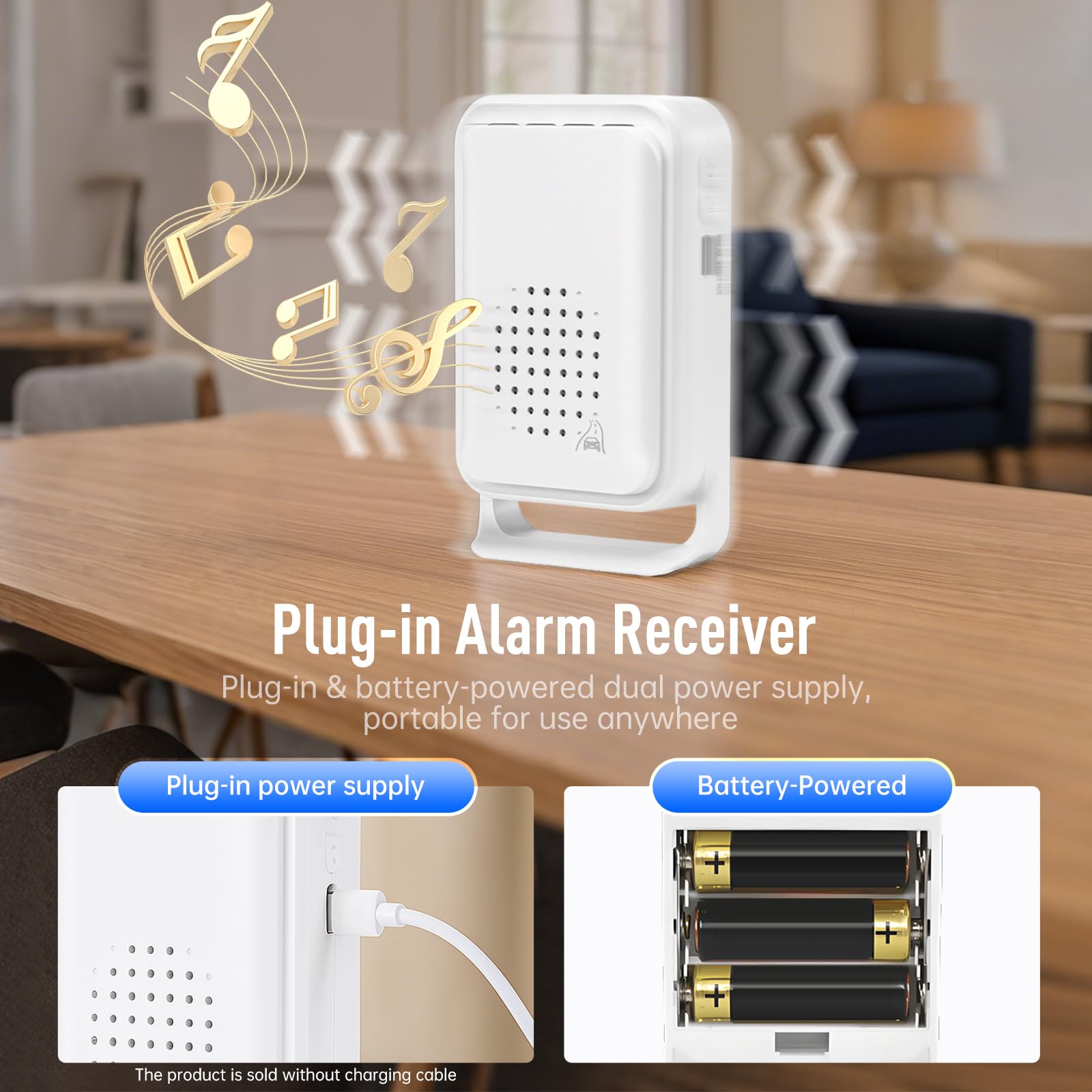 Alarma de entrada – Sensor de movimiento inalámbrico para exteriores de alcance de 1200 pies, PIR de doble tecnología + microondas, 17 campanillas, IP64 resistente a la intemperie, silencio y