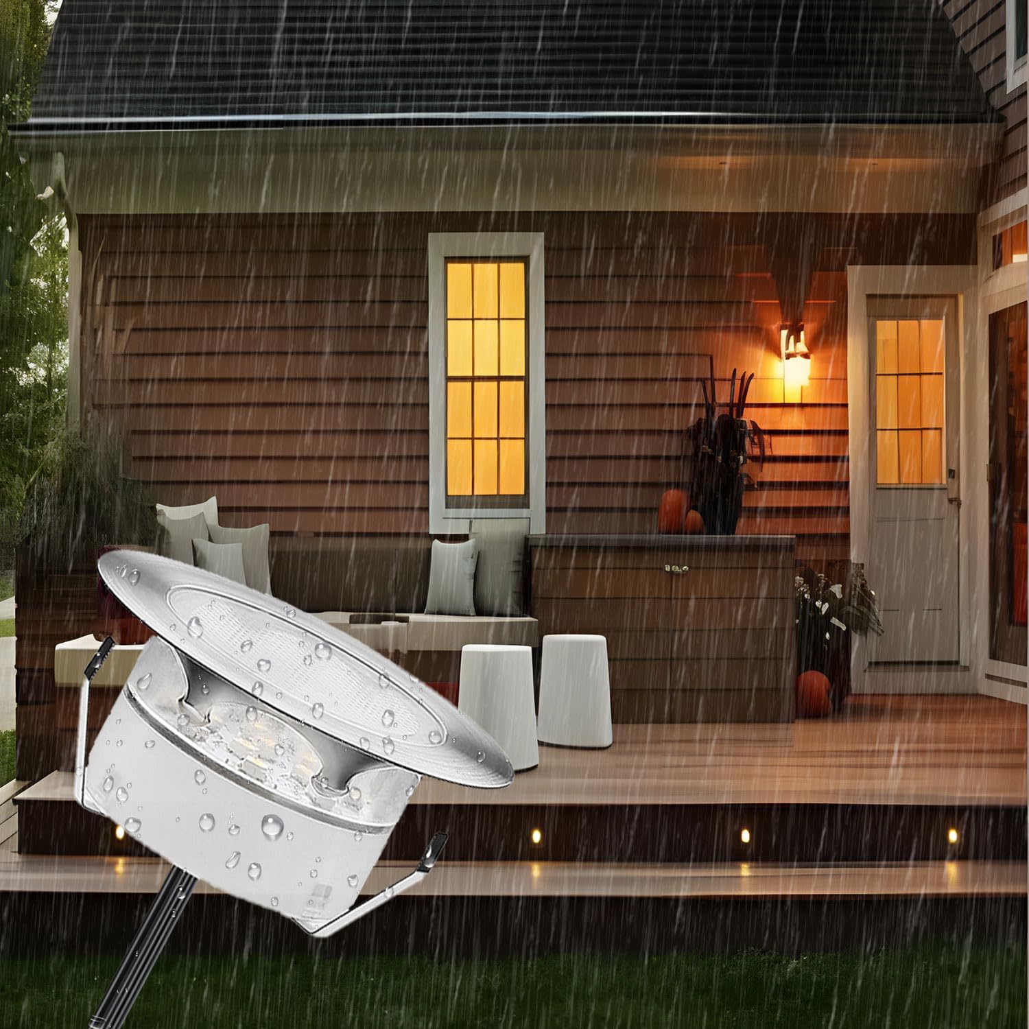 Recessed LED Deck Lights Kits,6 Pack Φ2.36 Waterproof RGB Dimmable Color Deck Light Low Voltage Embedded LED Step Stair Lighting with Remote Control for Garden,Yard,Pathway