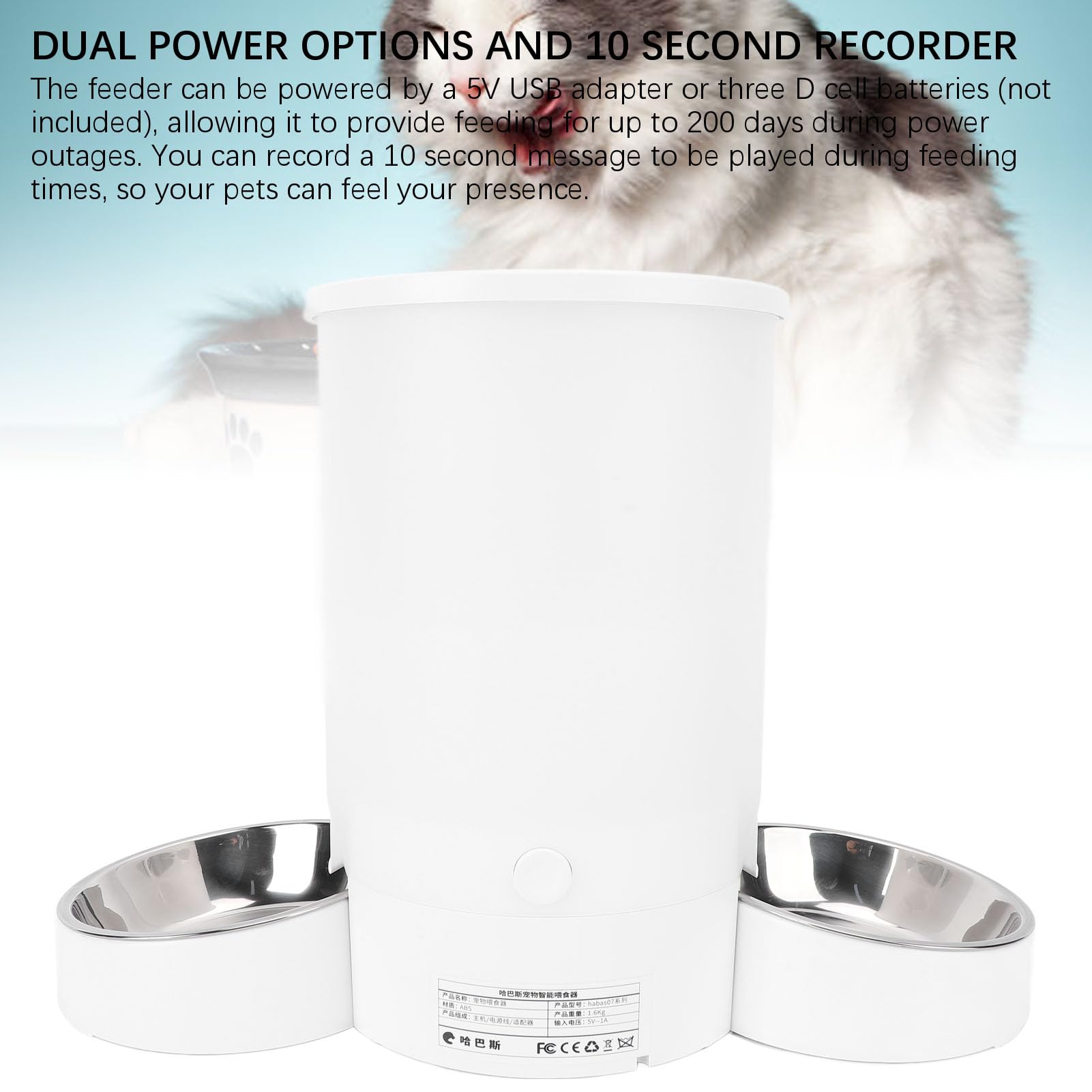 Ejoyous Comedero Automático WiFi para Mascotas, 3 litros, 2 Tazones, Control por Aplicación, Dispensador de Alimentos para Perros y Gatos