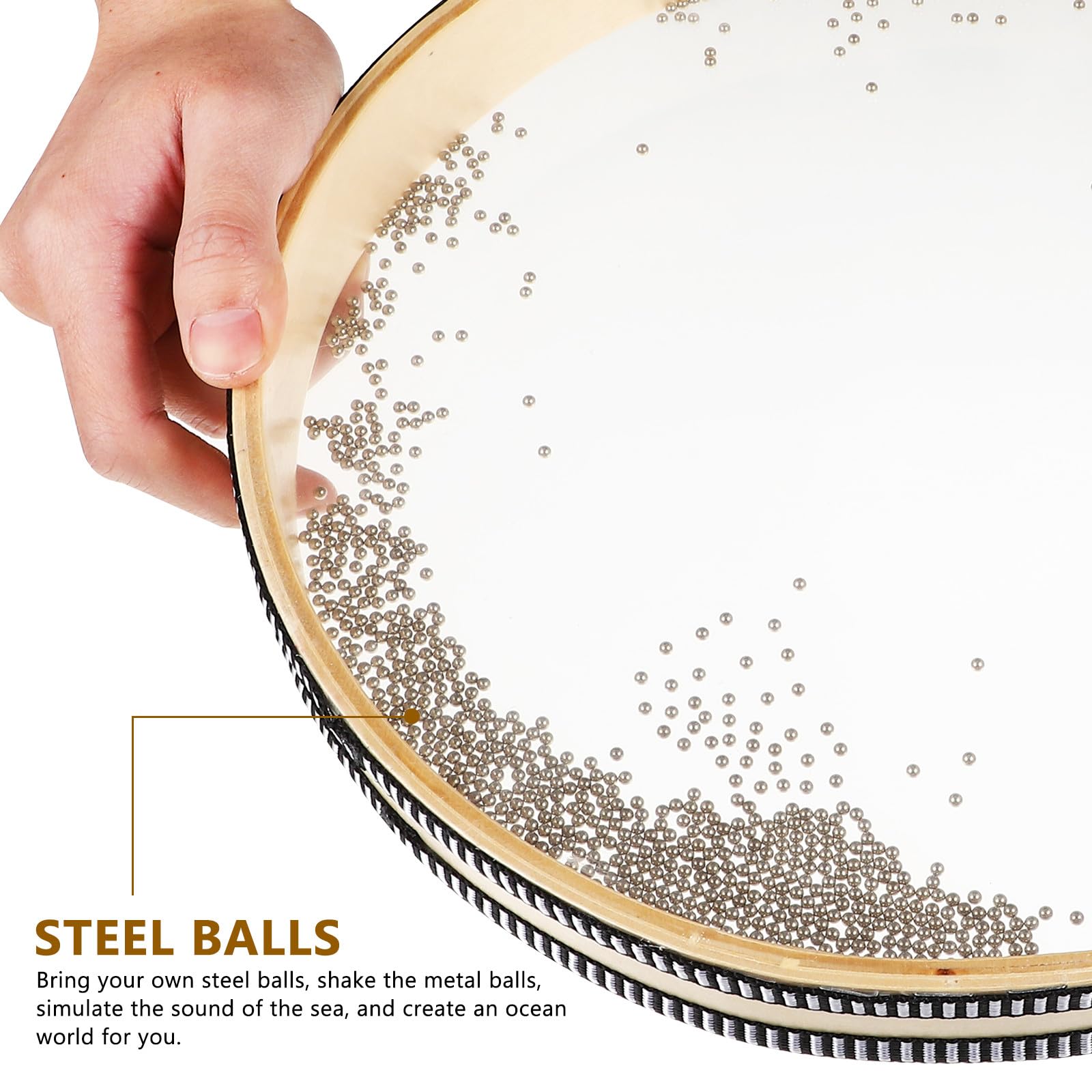 Tamburi Oceanici Trasparenti 2 Pezzi 8 12 con Suono Autentico delle Onde Tamburo a Onda in Legno e Plastica Resistente per Meditazione Educazione Musicale e Rilassamento