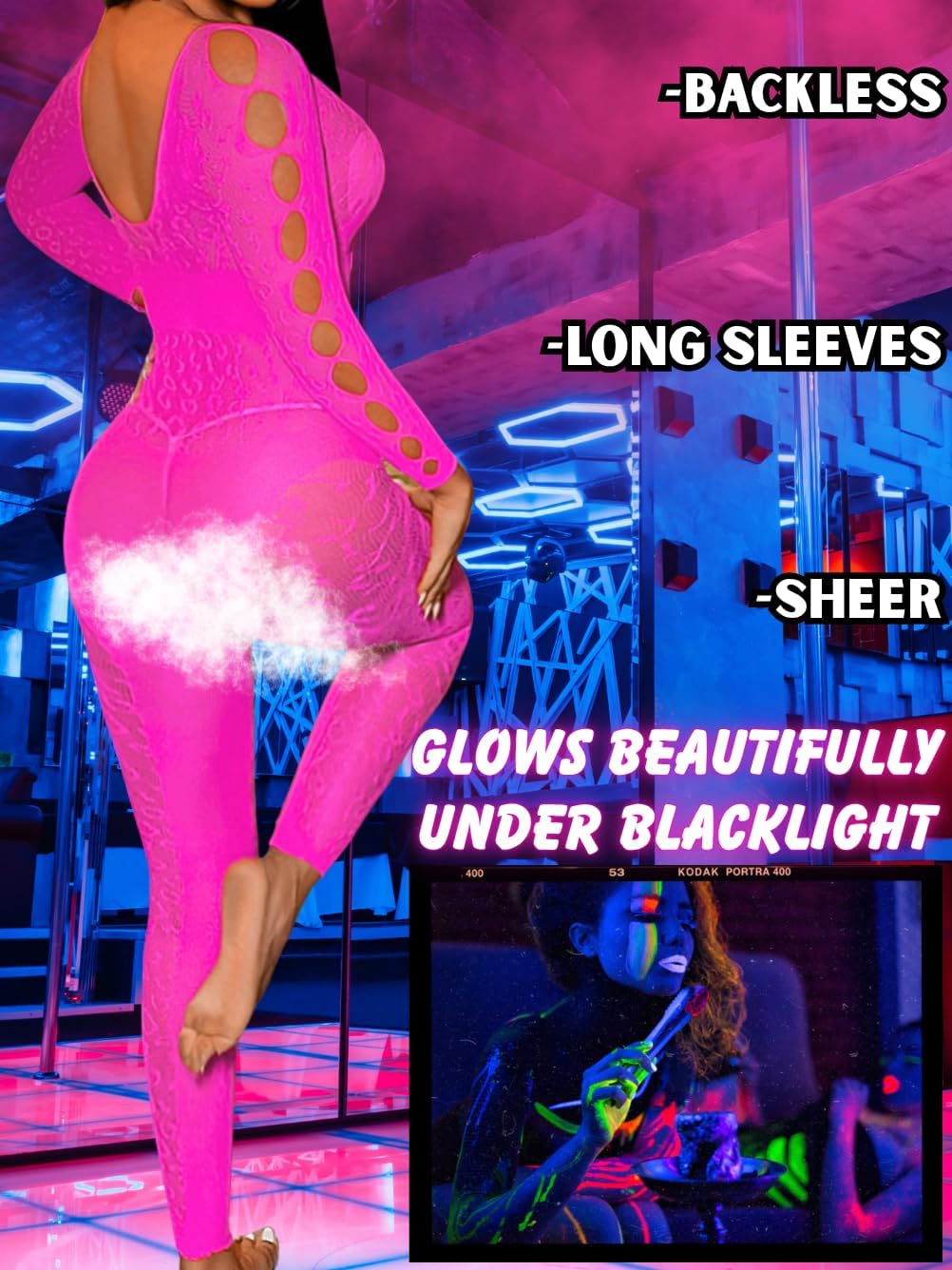 Women Sexy Full Leopard Fishnet Bodysuit, Poster Lace Jumpsuit Body Stockings, Club Rave Party Exotic Dancer Outfits - Image 3