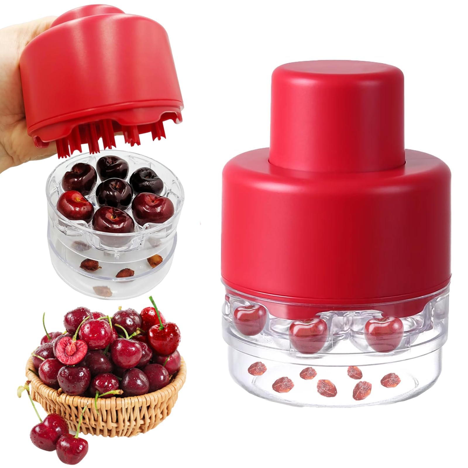 Cherry Pitter Tool, Remove 7 Stones One Time,Creative Cherry Seed Remover Fruit Seed Remover,Multi-Function Cherry Pit Remover Tool for Kitchen, Cake Shop, Fruit Salad