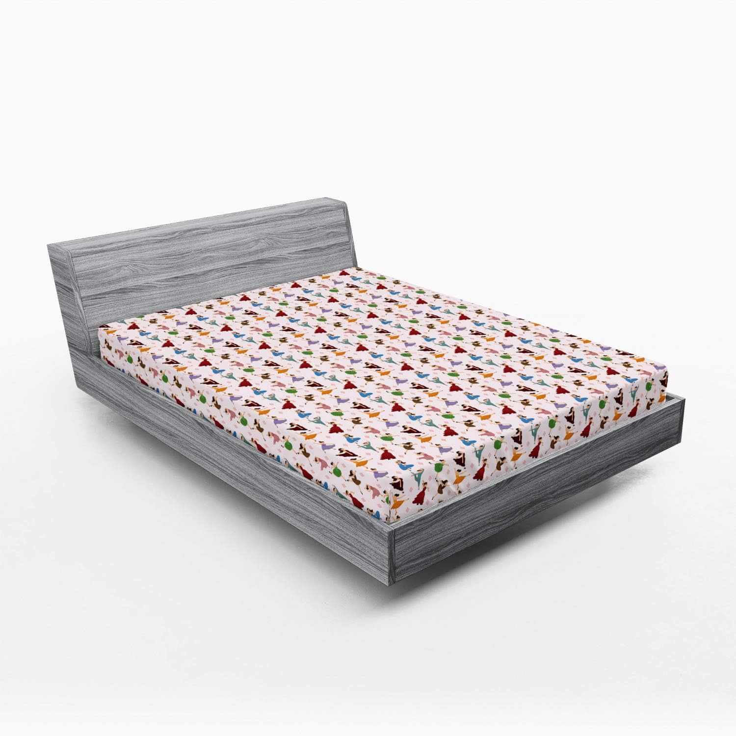 Ambesonne Ballet 2 Pack Fitted Sheet, Dancer Girls Colorful, Bed Cover All-Round Elastic Deep Pockets 2 Pieces, Package Contains 2 Full Size Fitted Sheets, Multicolor
