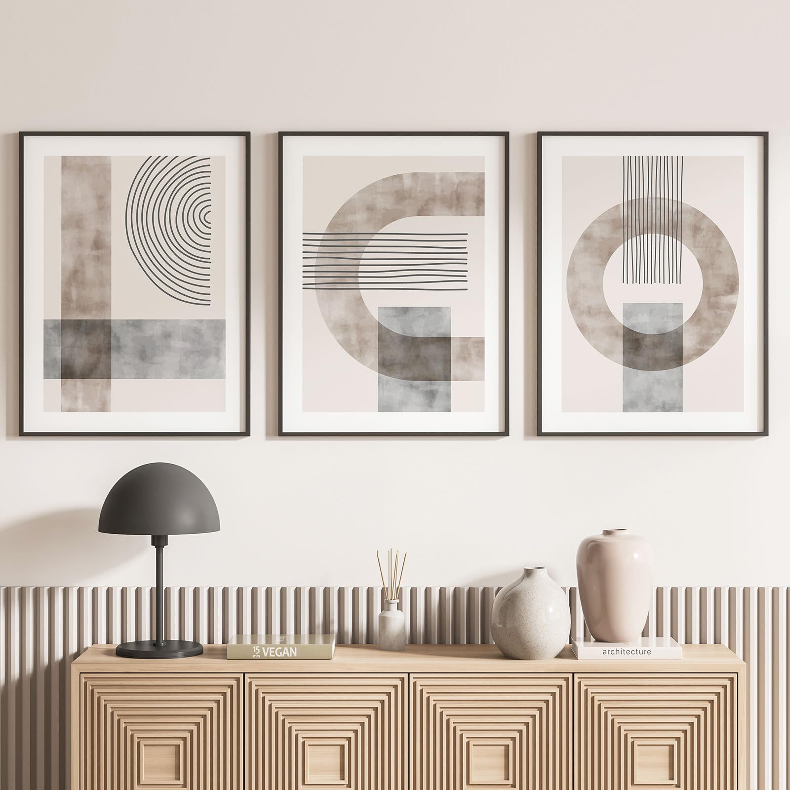 Lumalea - Zestaw 3 plakatów, tryptyk z geometrycznymi kształtami, obraz na całej stronie, 3 plakaty, 70 x 100 cm