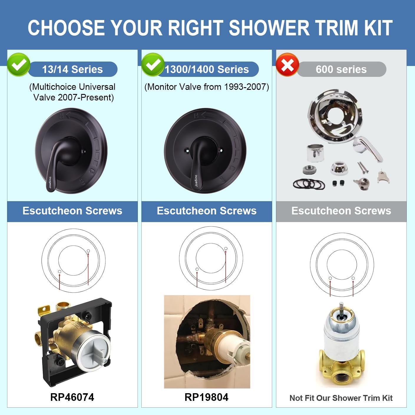 T13020-BL Matte Black Shower Handle Replacement for Delta Classic 13 Series Single-Function Shower Valve Trim Kit,Faucet Parts Fit Delta Shower Valve R10000 Series (Only Handle,Cartridge Not Included)