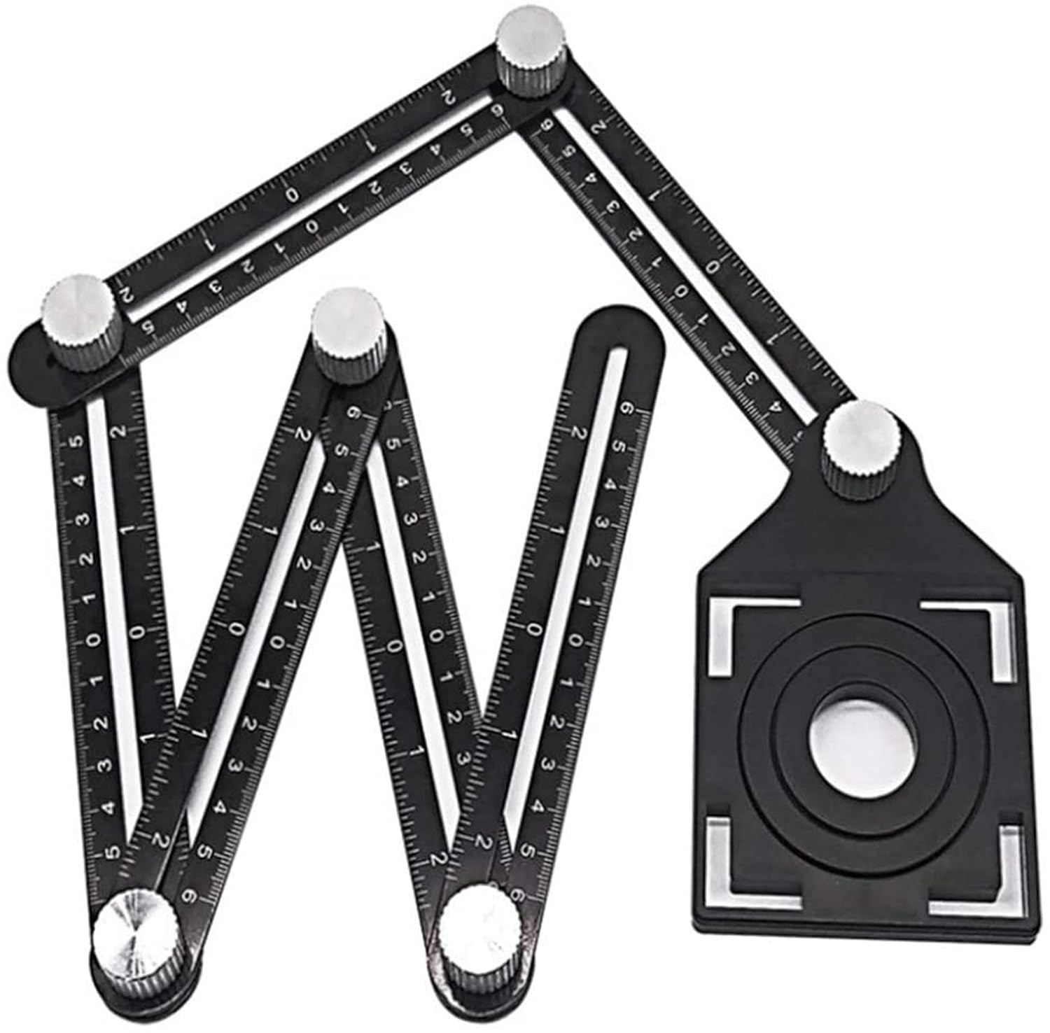 Woodworking Angle Measurement Ruler Digital Angle Finder Aluminum Alloy Six Fold Ruler Tile Opening Locator Protractor 31x5.5x2.6cm Black