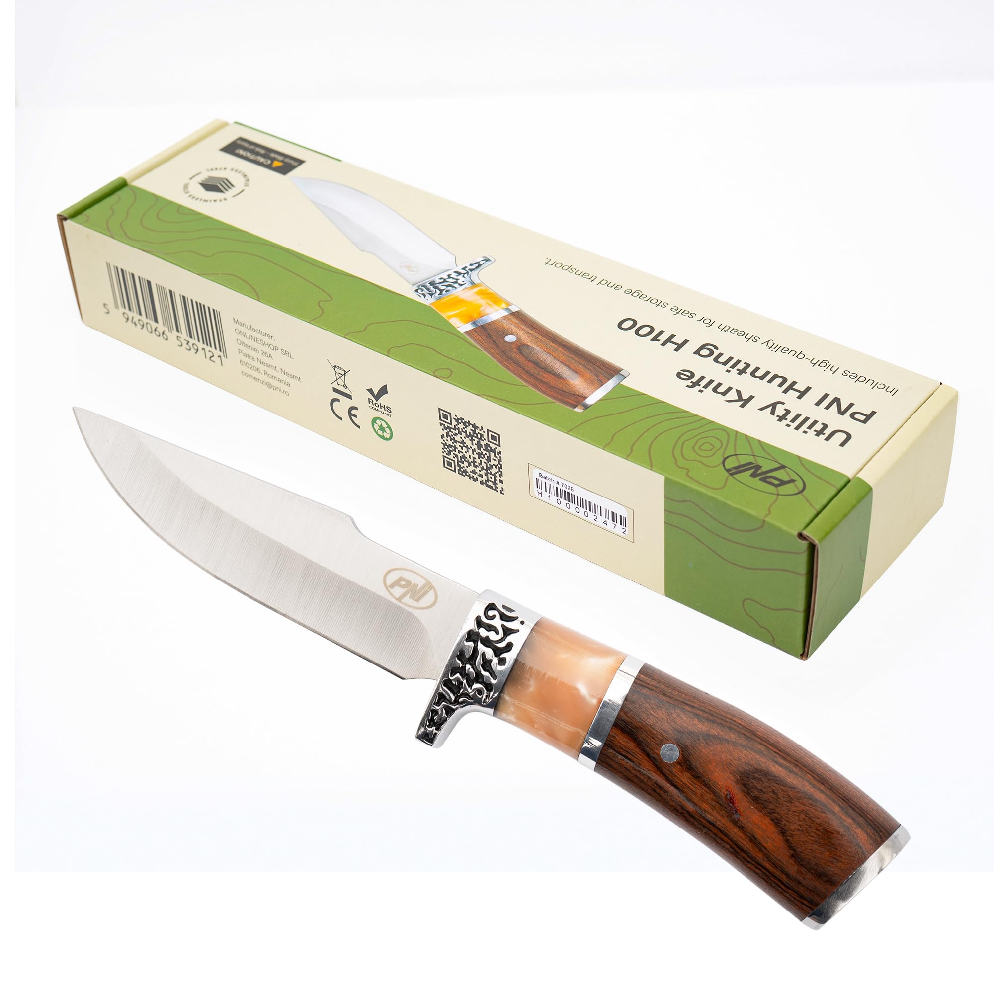 Coltello da caccia PNI Hunting H100, lunghezza 215 mm, fodero incluso