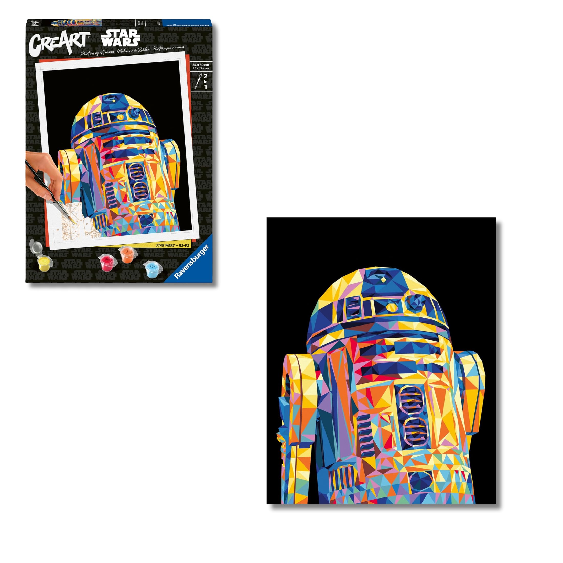 Ravensburger - CreArt Starwars R2-D2 stile Poligono, Kit per Dipi...