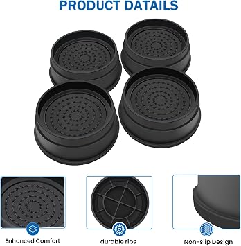ANNKUT Bed Risers 1 Inch Heavy Duty, Round Furniture Risers for Bed Desk Table Sofa Couch,Bed Lifts Risers, Support up to 3300 Lbs(4 Pack Black)