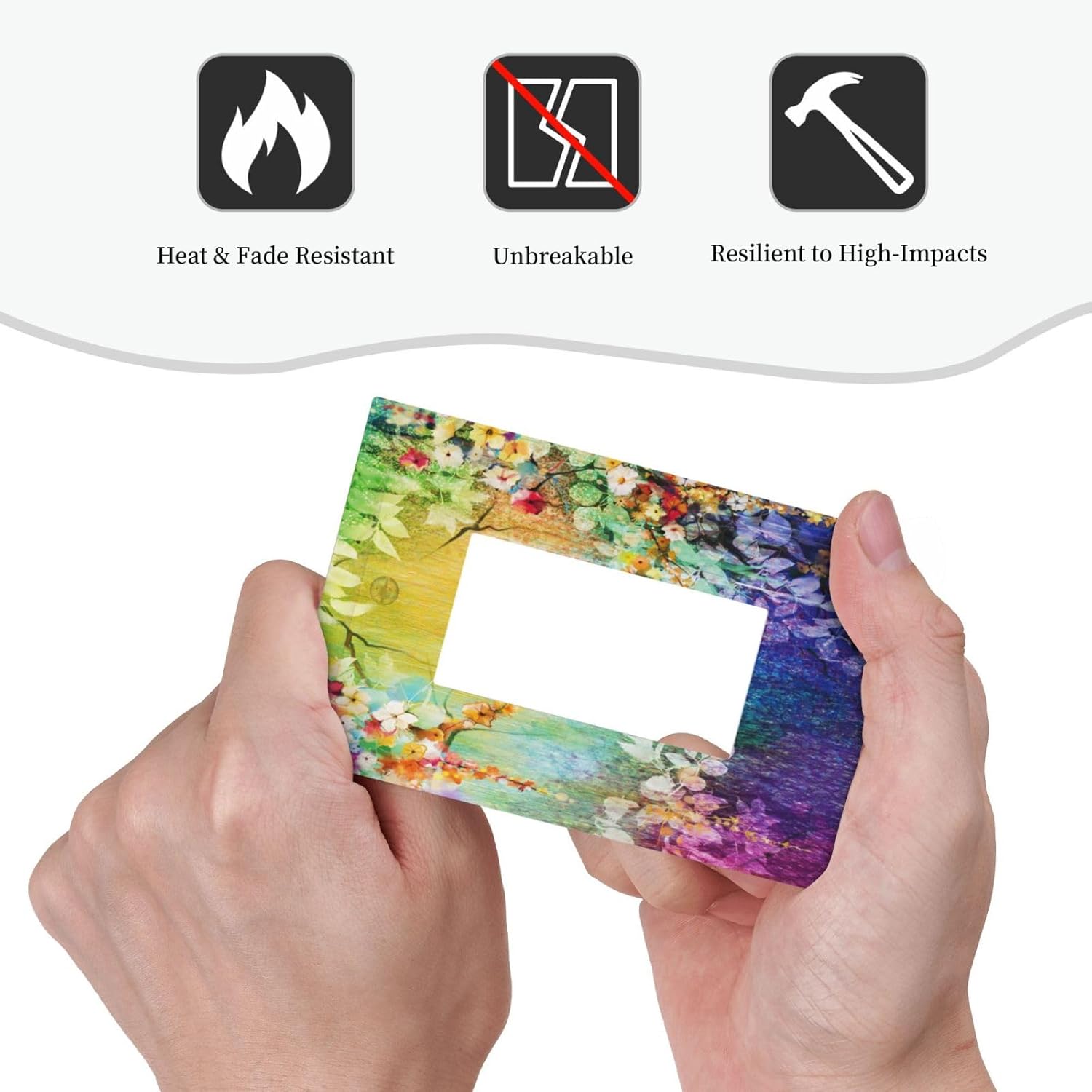 1 Gang Single Decorator GFCI/Rocker Light Switch Cover Wall Plate Purple Colorful Green Spring Wild Floral Flower Leaves Treetop Electrical Outlet Decorative Receptacle Cover for Dimmer, USB, Mid Size