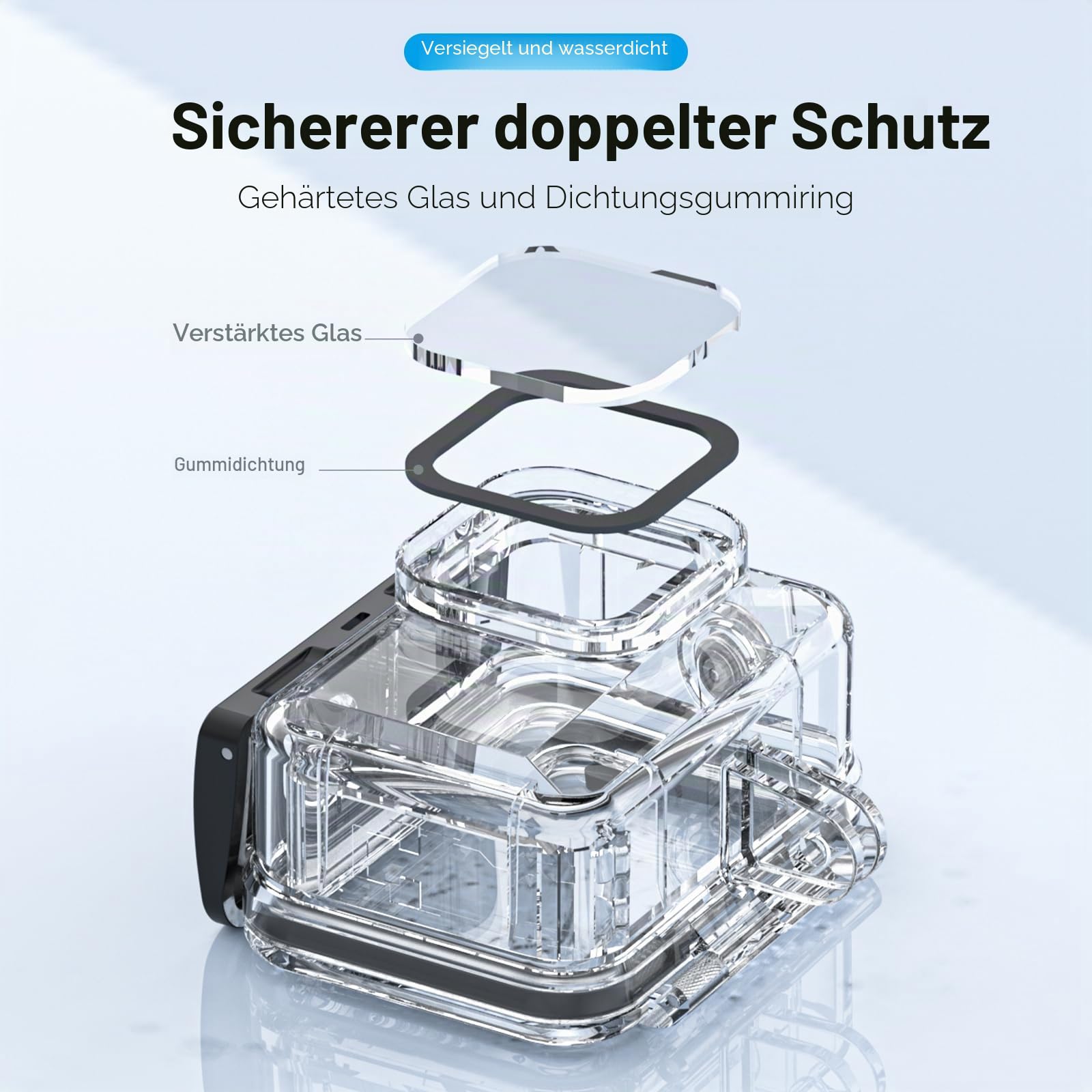 TELESIN Wasserdichtes Gehäuse für GoPro Hero 9, schwarz, 50 m Unterwasser-Unterwasser-Schutzhülle, transparente Schutzhülle mit Schnellverschluss-Halterung für GoPro HERO9 Action-Kamera, Schwarz