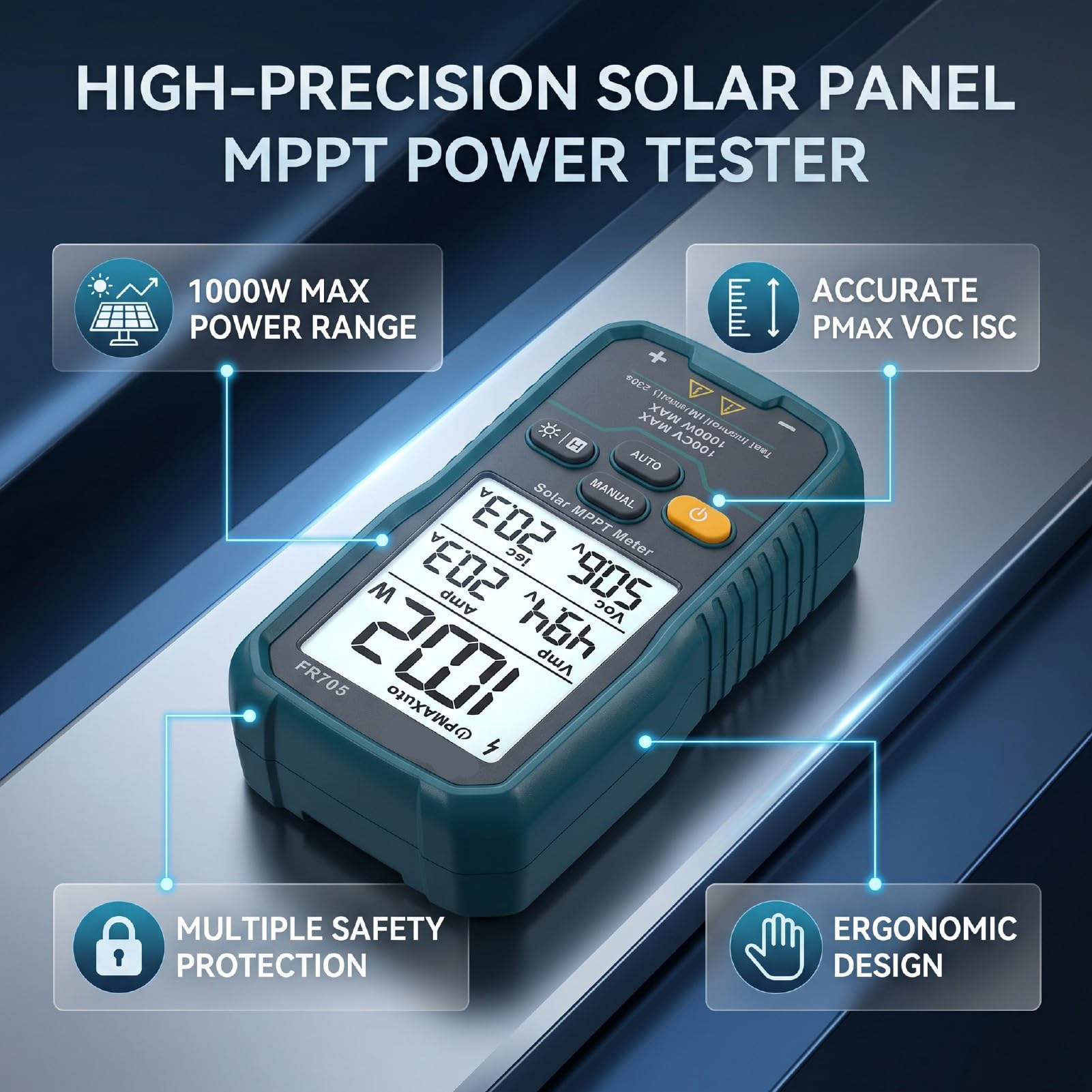 FR705 Solar MPPT Tester do Paneli PV, 1000W