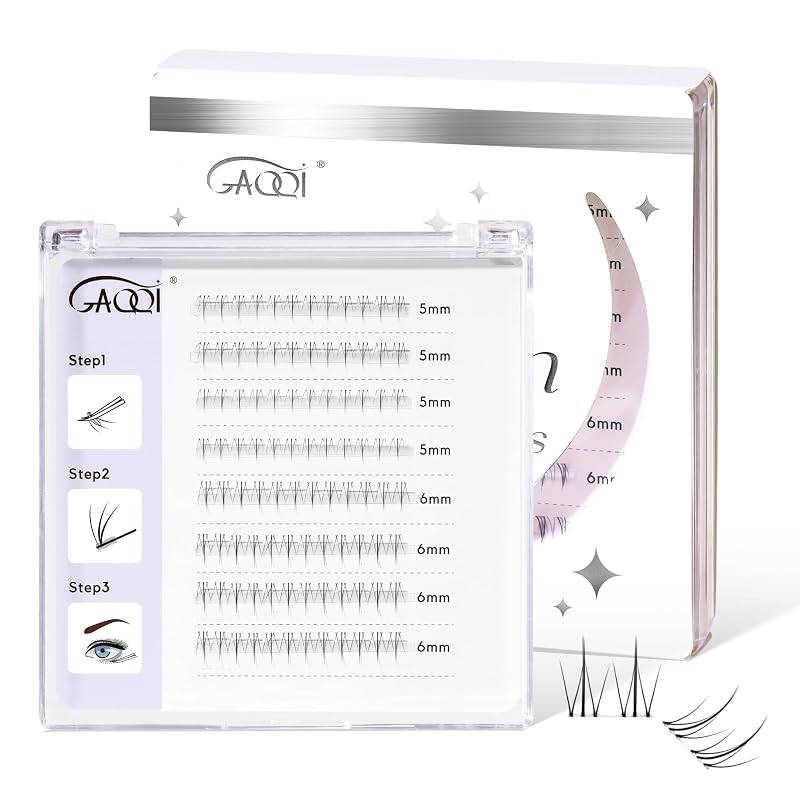 GAQQI Cílios Postiços em Tufo para a Linha Inferior, Faixa Transparente, 5 mm + 6 mm, B10