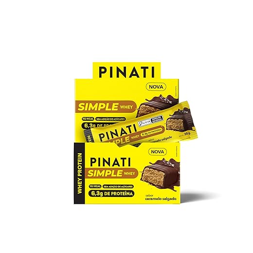 PINATI Barra de proteina SimpleWhey Caramelo Salgado - 6,3g de proteina - 16 unidades