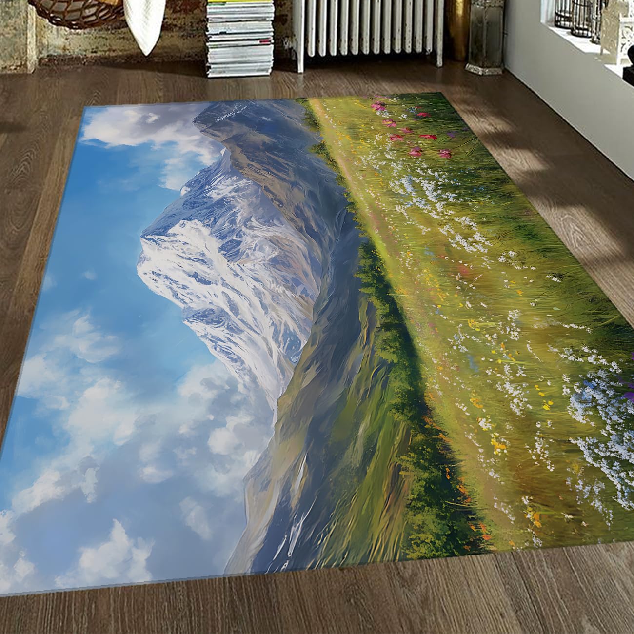 Tapis Prairie Montagne lavable et antidérapant pour intérieur sain