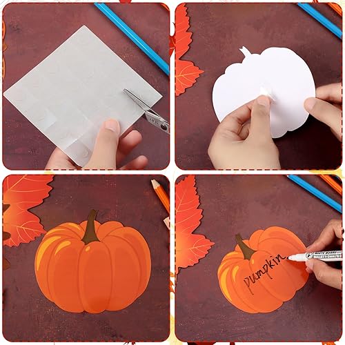 Miniatura 3 de 68 piezas de Acción de Gracias, otoño, otoño, para aula, decoración de borde de anuncios, recortes de calabaza, recortes de hojas de arce, recortes