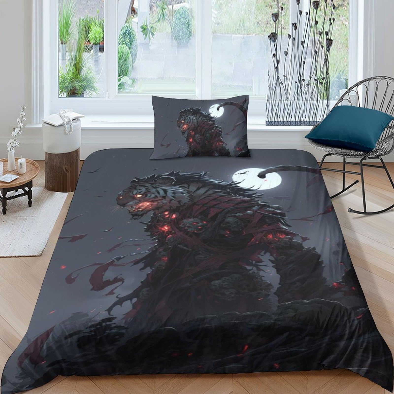 Housse de couette single Zombie Tiger en microfibre lit 1 personne