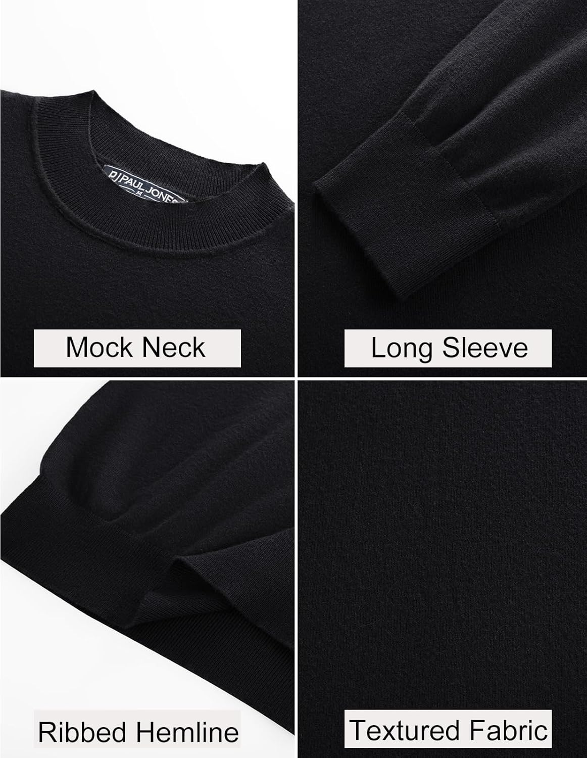 PJ PAUL JONES Mens Mock Turtleneck Sweater Long Sleeve Casual Pullover Sweater Slim Fit Basic Knit Tee - Image 6