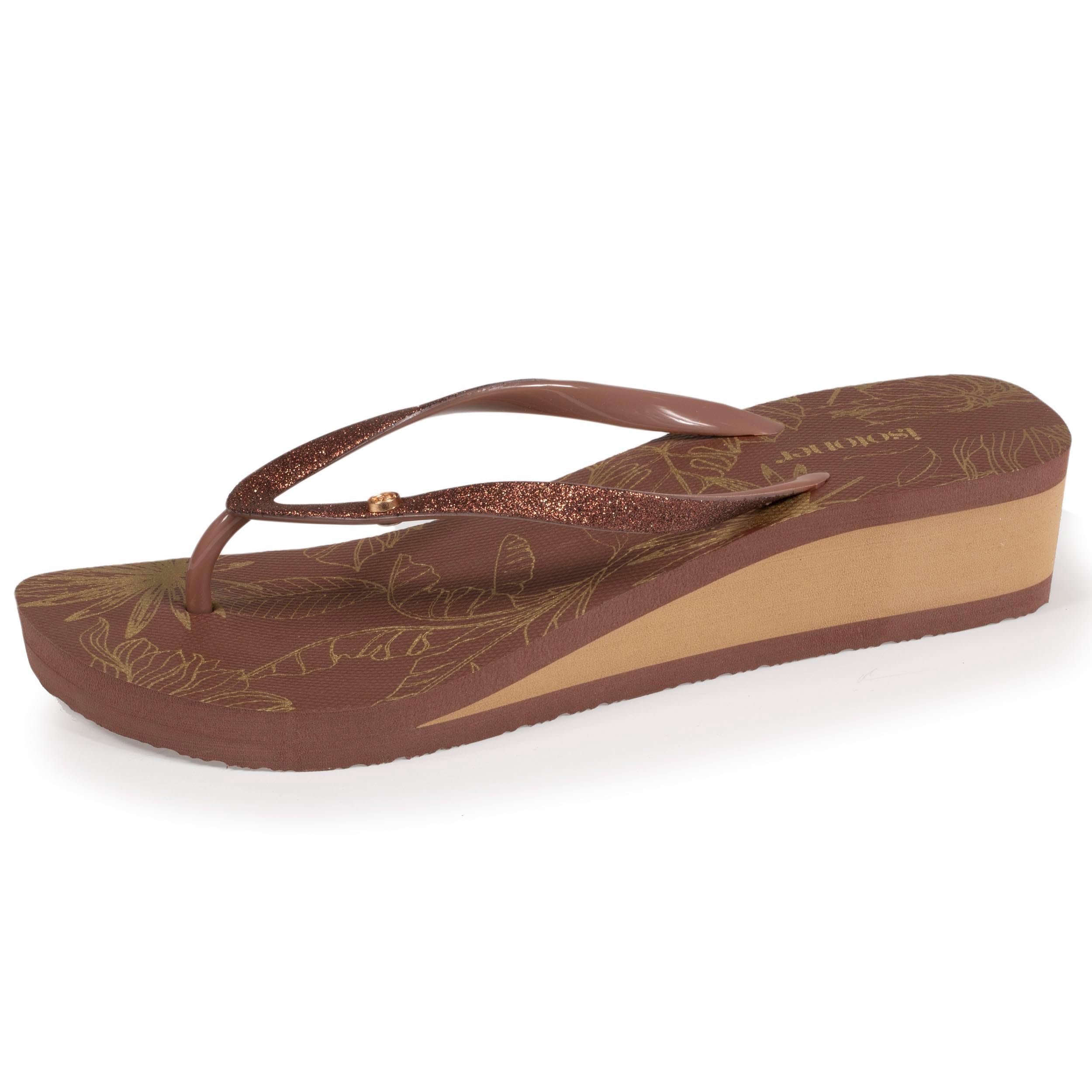 Isotoner Tongs femme à talon de 4 cm, ultra confortables, 38 EU, marron