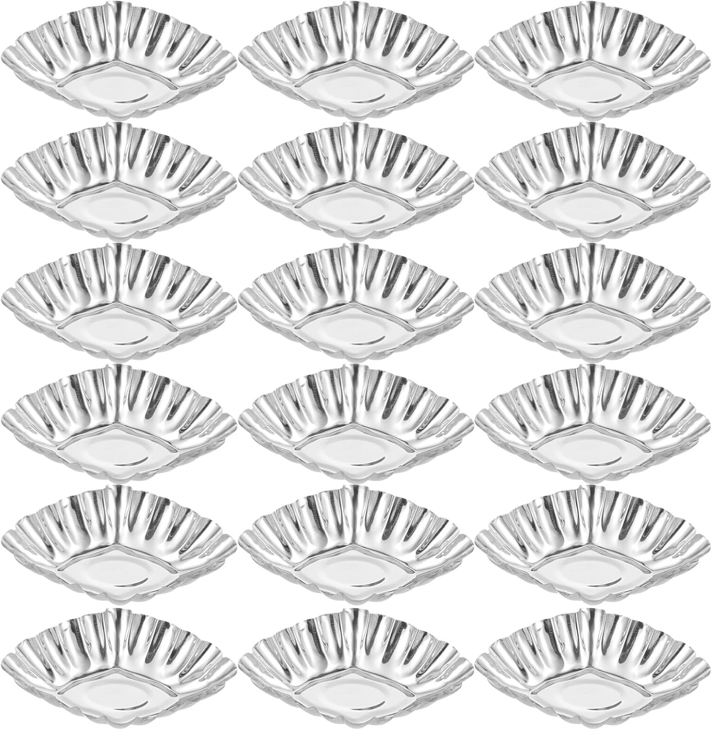 Hemoton 20 Pack Egg Tart Molds Stainless Steel Tart Molds for Baking 3.46 X 2.36 X 0.98 in Muffin Cups Heat-Resistant Baking Molds for Egg Tarts Pies Pudding Cupcakes