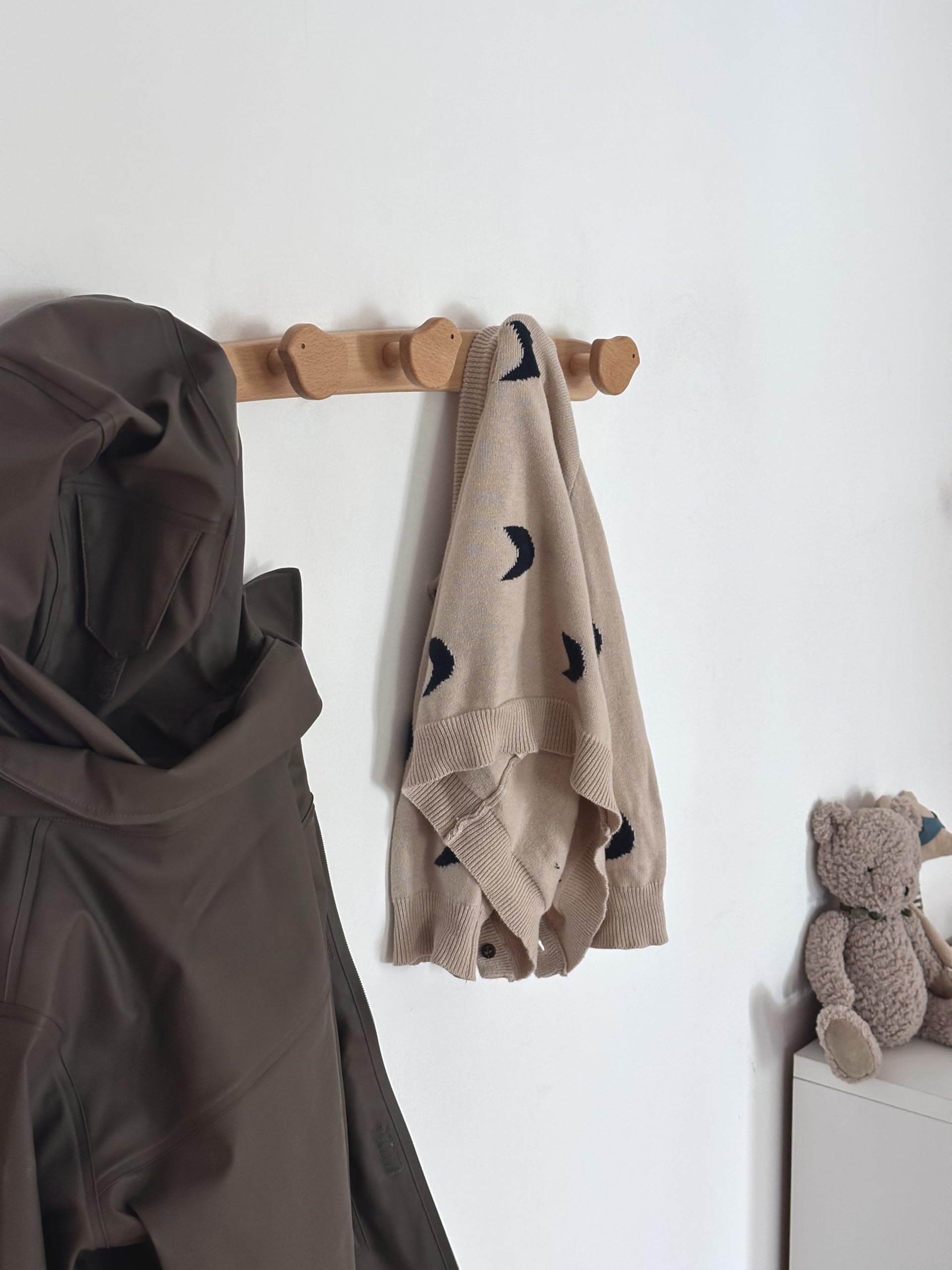 Flappi Appendiabiti da parete legno per bambini 5 ganci 50 cm Design uccellino