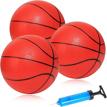 Mini Basketballs 3 Pack - 7inch Small Basketball Size 3 Set with Pump Needle - Ideal for Mini Hoop, Outdoor & Indoor Play - Kids Basketball Party Favors