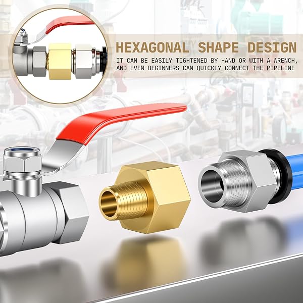 Bwintech 2 Uds 3/8 "hembra a 1/8" macho BSP rosca latón buje hexagonal conector reductor para conversión de conexión de tubería - 5