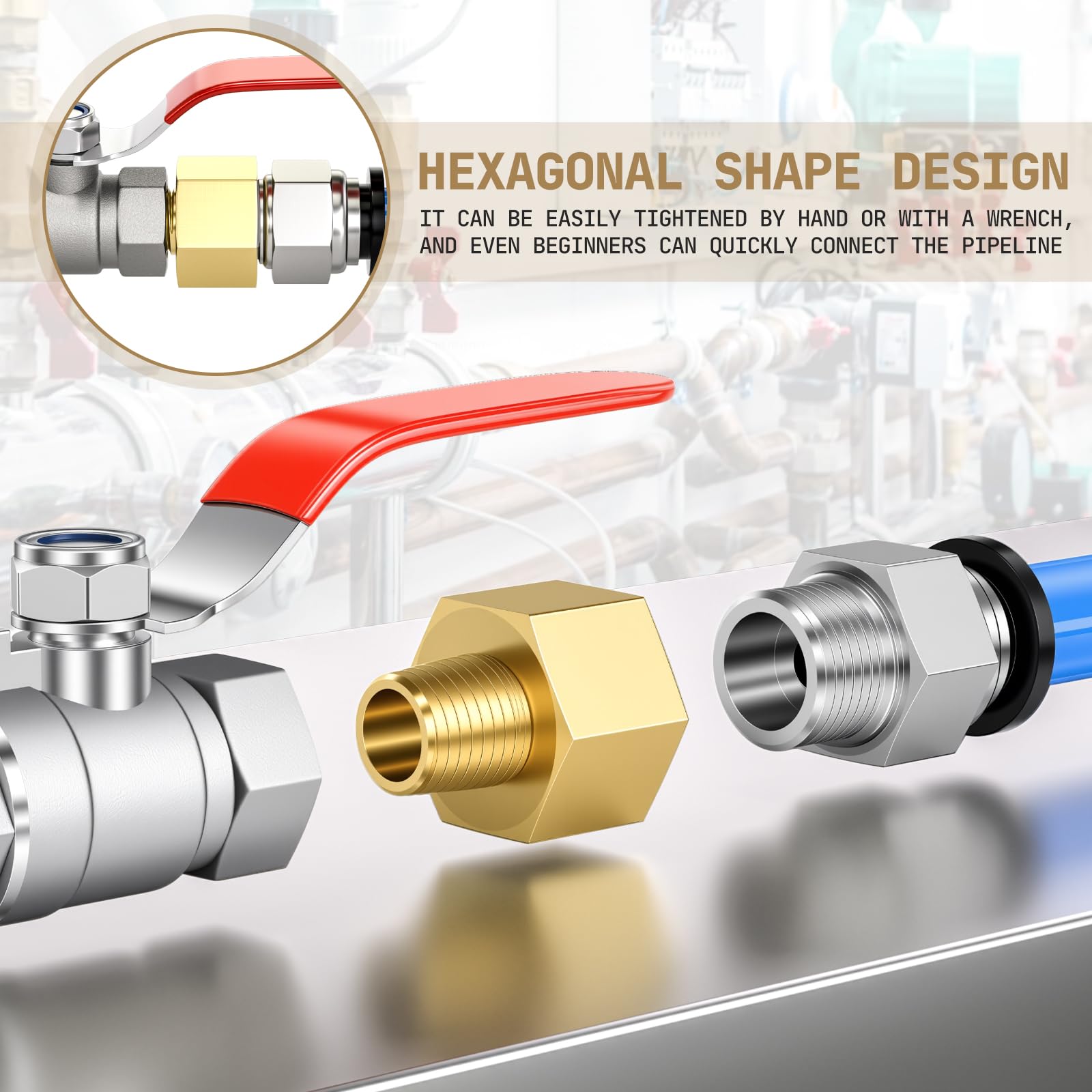 Bwintech 2 Uds 3/8 "hembra a 1/8" macho BSP rosca latón buje hexagonal conector reductor para conversión de conexión de tubería — view 5