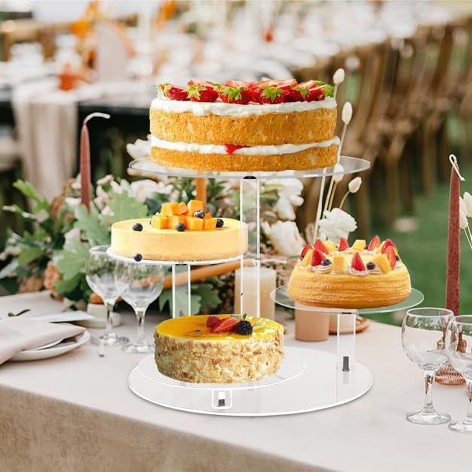 Soporte para cupcakes – Soporte de acrílico transparente para servir – Soporte para tartas y postres, para galletas, aperitivos, alimentos, pasteles, dulces, boda, cumpleaños, Navidad, fiesta, ducha