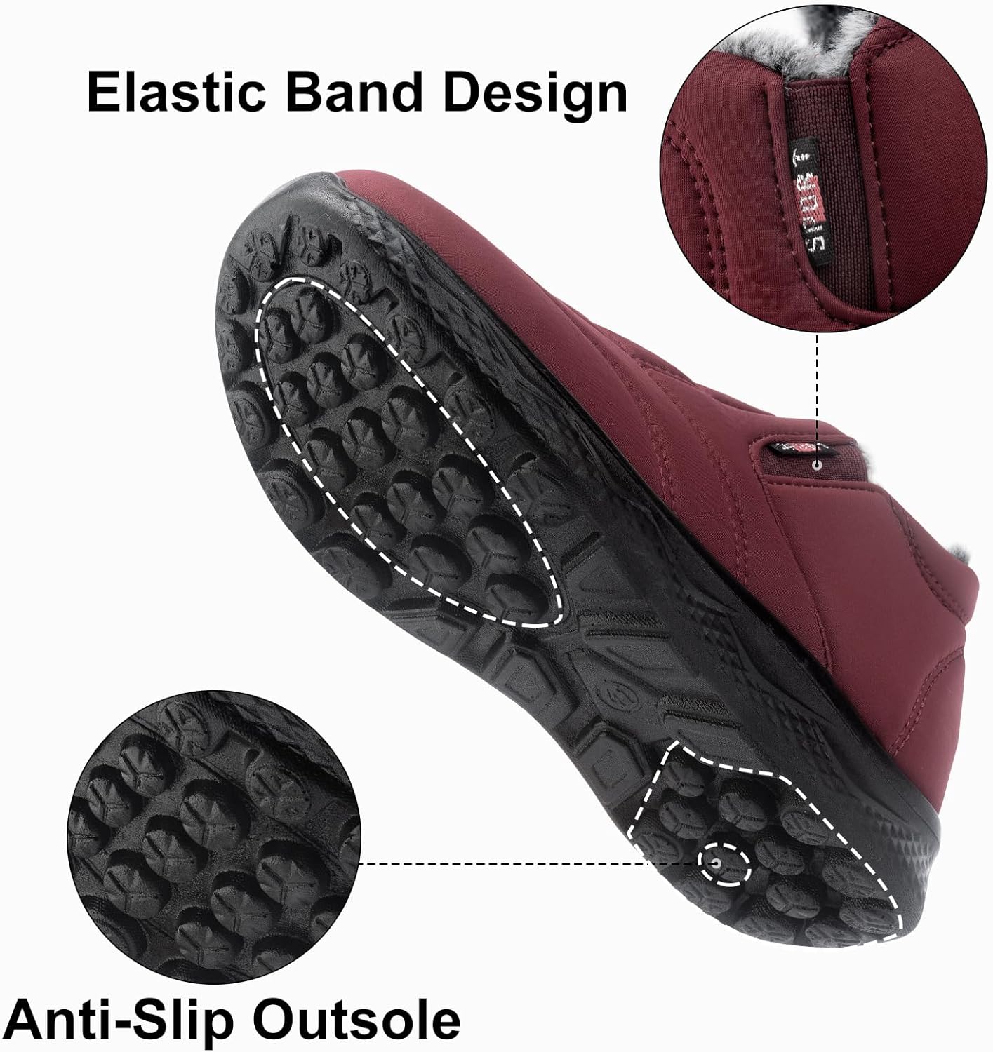 STUNAHOME Womens Winter Boots Water Resistant Fur Lined Outdoor Snow Ankle Boot Slip On Shoes