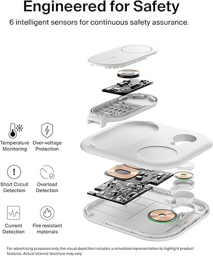 Miniatura 7 de Belkin Cargador de iPhone 3 en 1 compatible con MagSafe, plegable magnético Qi2, estación de carga MagSafe para teléfono, Apple Watch, AirPods,