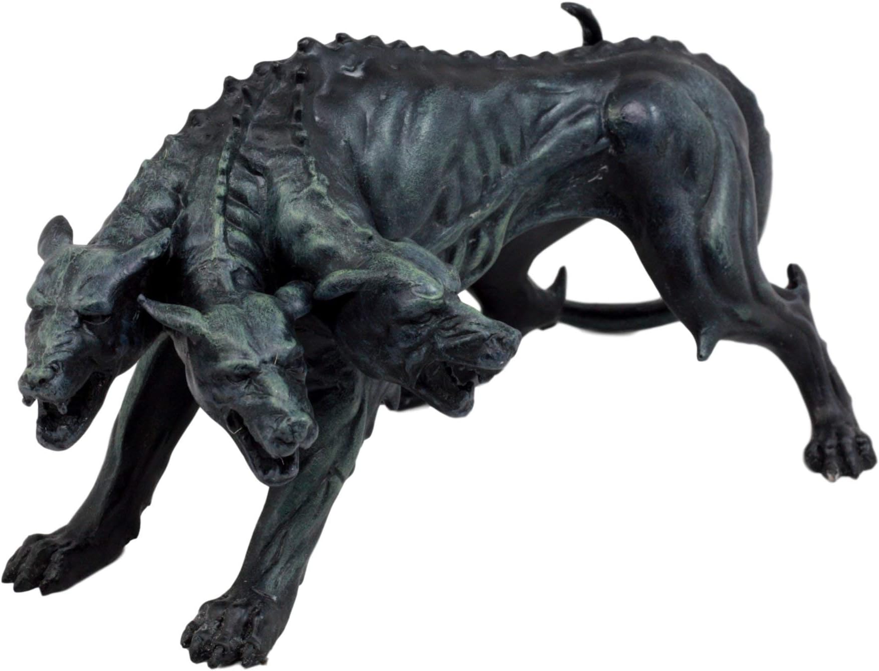 Ebros Gift Faux Stone Greek Guardian Hydra Dogs of Hades Cerberus Statue 7.75" Long Guardian Hell Hound Figurine