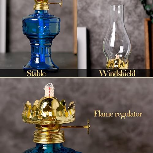 Miniatura 3 de 2 lámparas de aceite de cámara para uso en interiores, lámpara vintage de queroseno, linterna rústica de queroseno de huracán con mecha de fuego